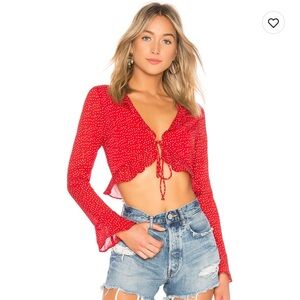 by the way. Prisca Dot Tie Top in Red Polka Dot
